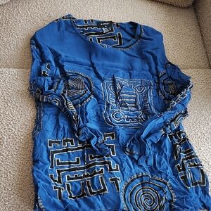 Ashro Blue and Gold Geometric 2 Piece Set